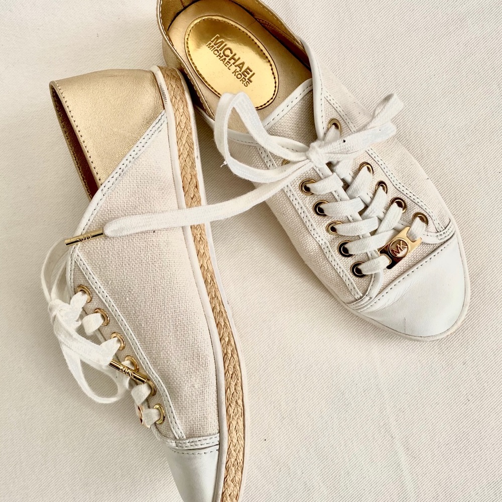 Cream and Gold Michael Kors Sneakers